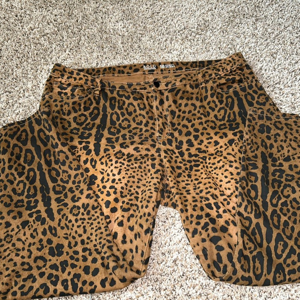 Bold Elements Leopard Print Jeans Size 18 Curvy Skinny